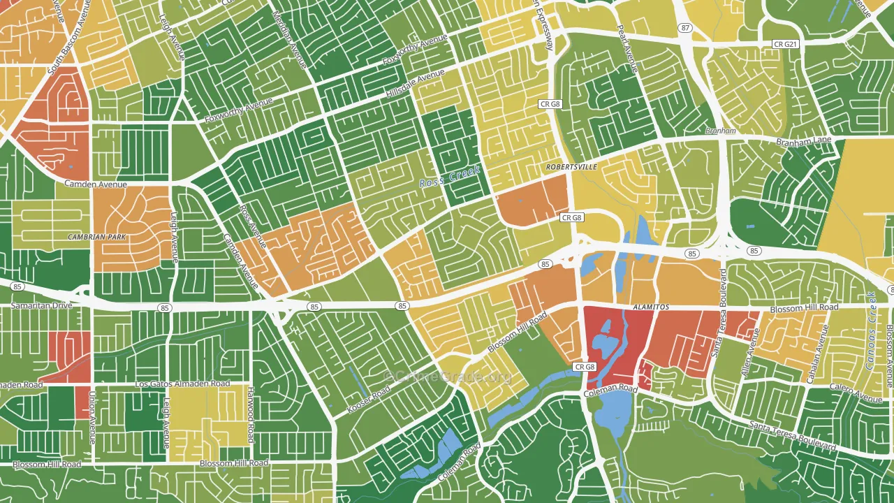 95118, CA Map of Theft Rates