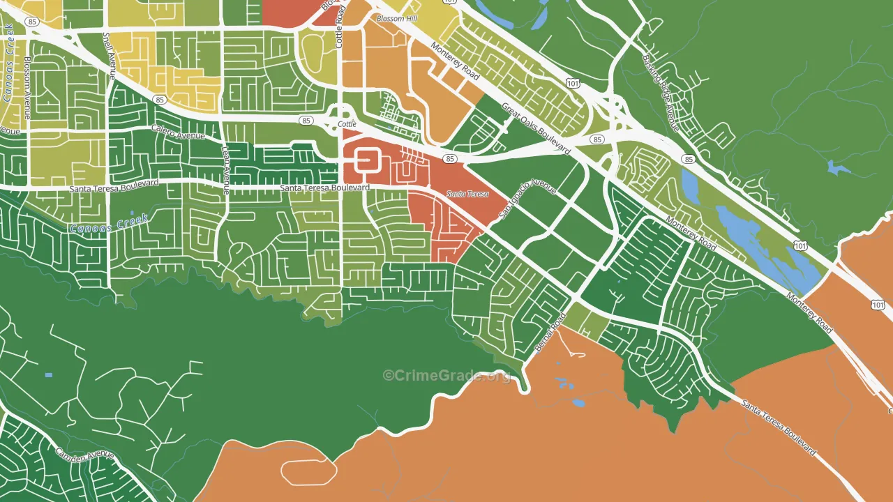 95119, CA Map of Theft Rates