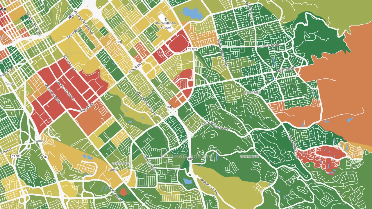 95121, CA Map of Theft Rates