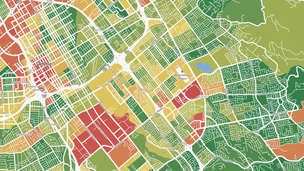 95122, CA Map of Theft Rates