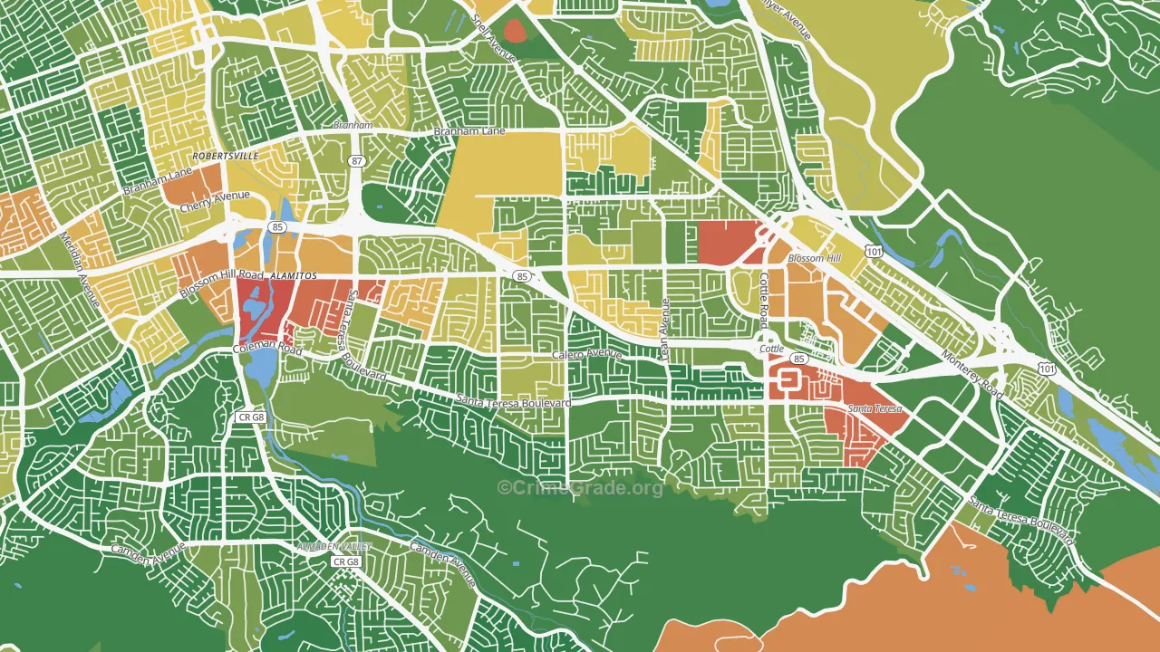 95123, CA Map of Theft Rates