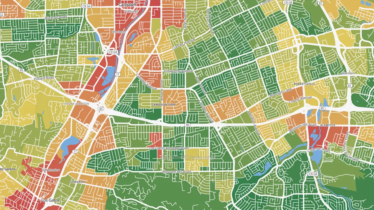 95124, CA Map of Theft Rates