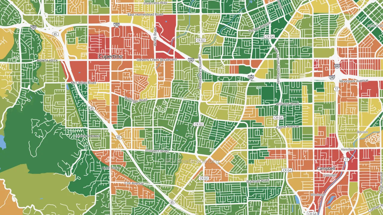 95129, CA Map of Theft Rates