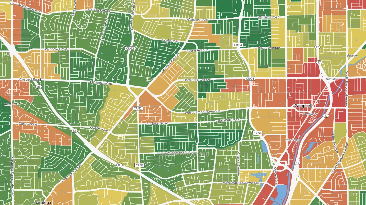 95130, CA Map of Theft Rates