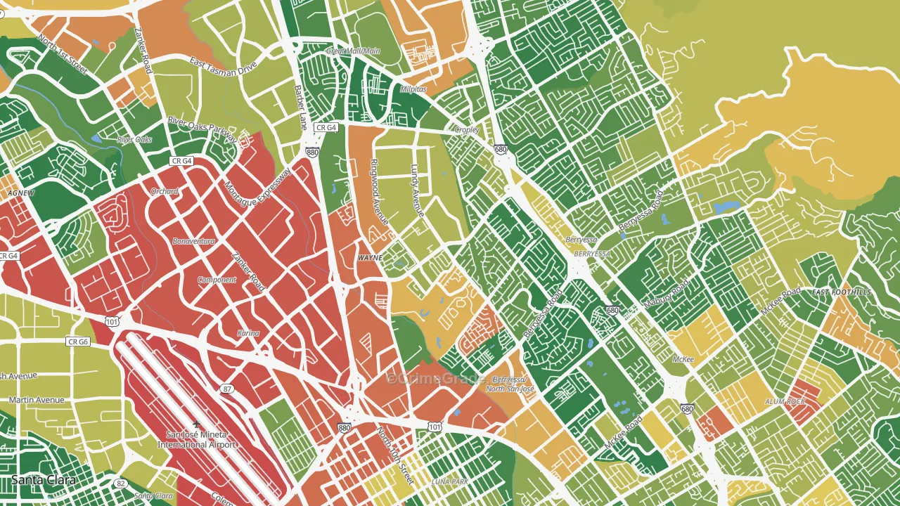 95131, CA Map of Theft Rates