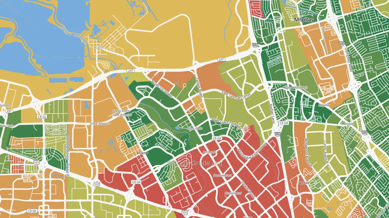 95134, CA Map of Theft Rates