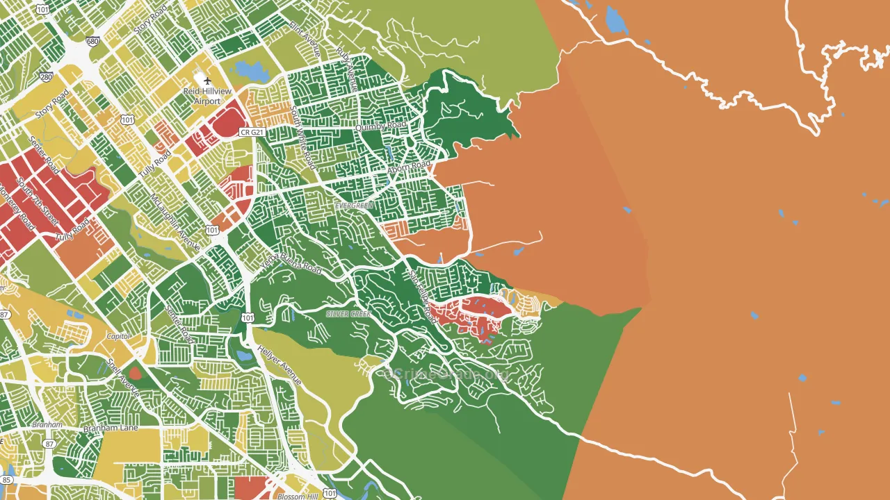 95135, CA Map of Theft Rates