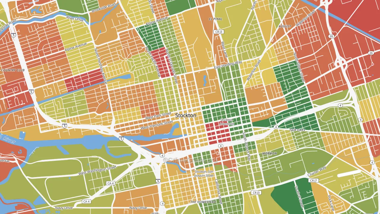 95202, CA Map of Theft Rates