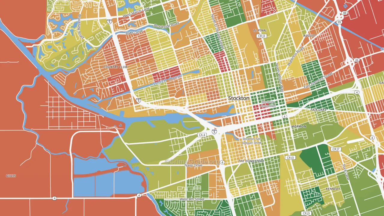 95203, CA Map of Theft Rates
