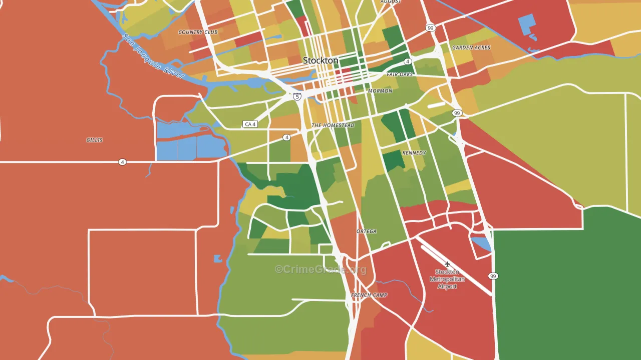 95206, CA Map of Theft Rates