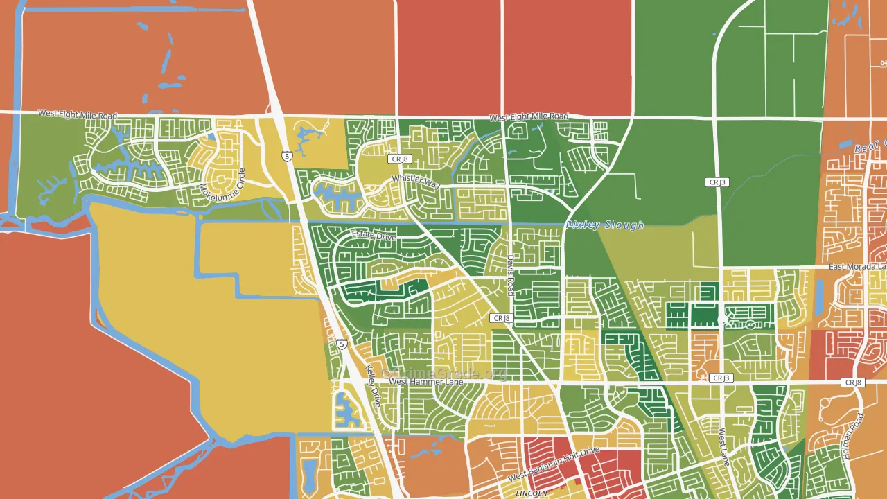 95209, CA Map of Theft Rates