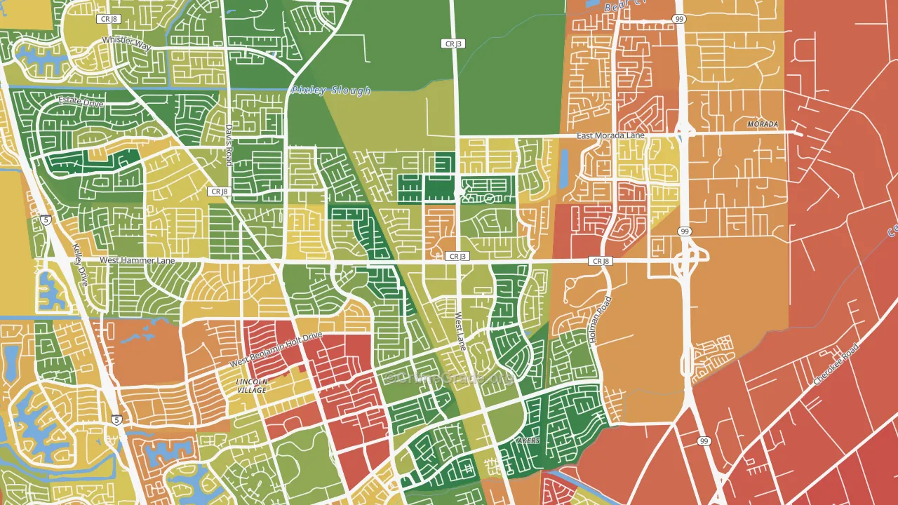 95210, CA Map of Theft Rates