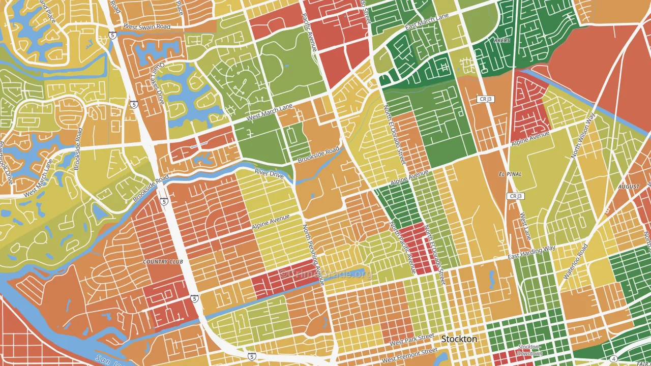 95211, CA Map of Theft Rates