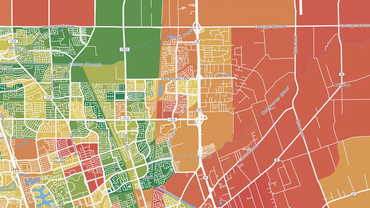 95212, CA Map of Theft Rates