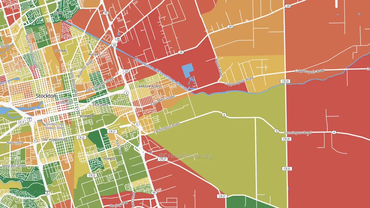95215, CA Map of Theft Rates