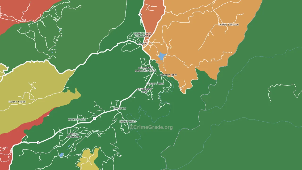 95233, CA Map of Theft Rates