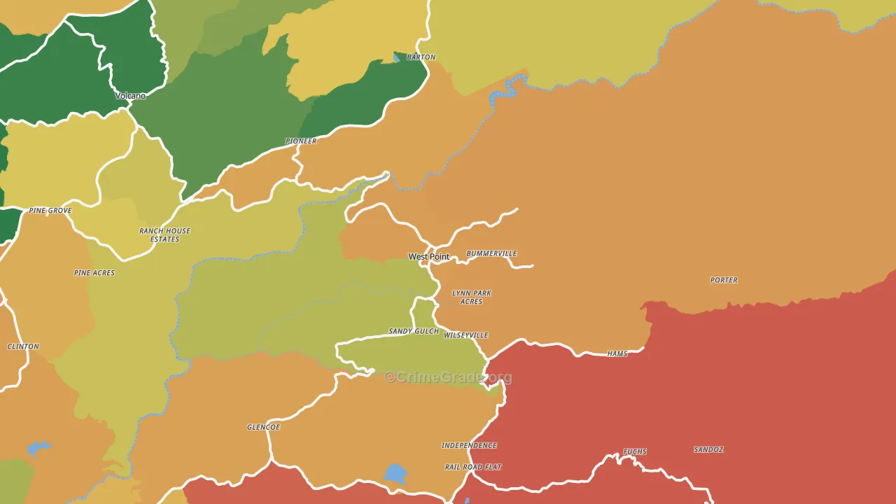 95255, CA Map of Theft Rates