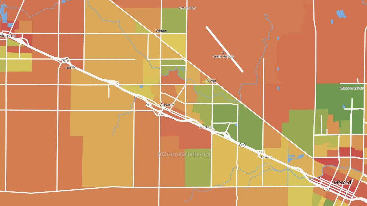 95301, CA Map of Theft Rates