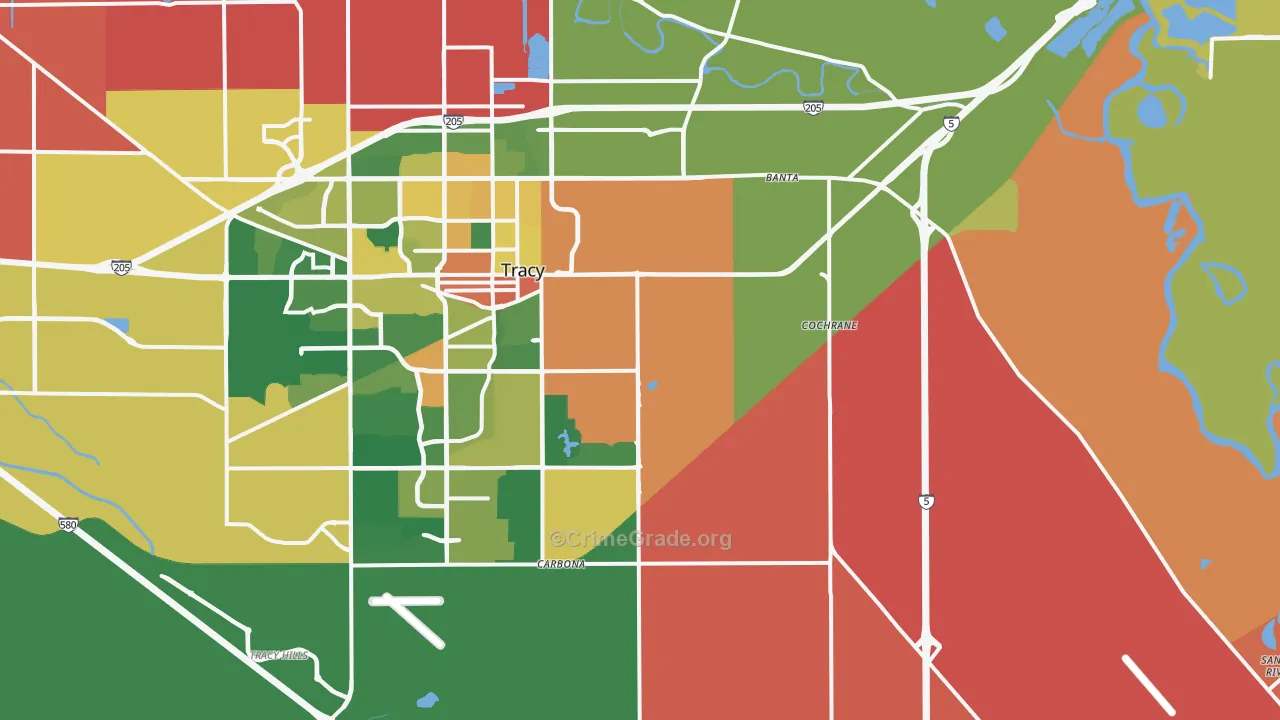 95304, CA Map of Theft Rates