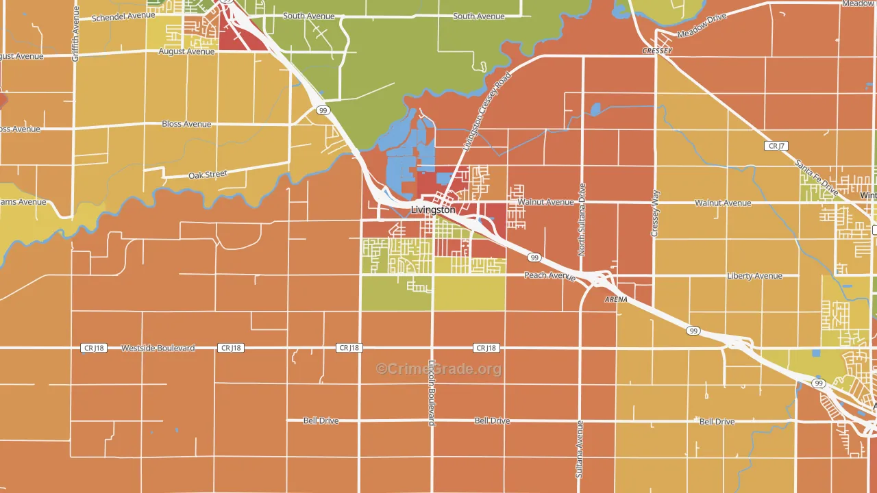 95334, CA Map of Theft Rates