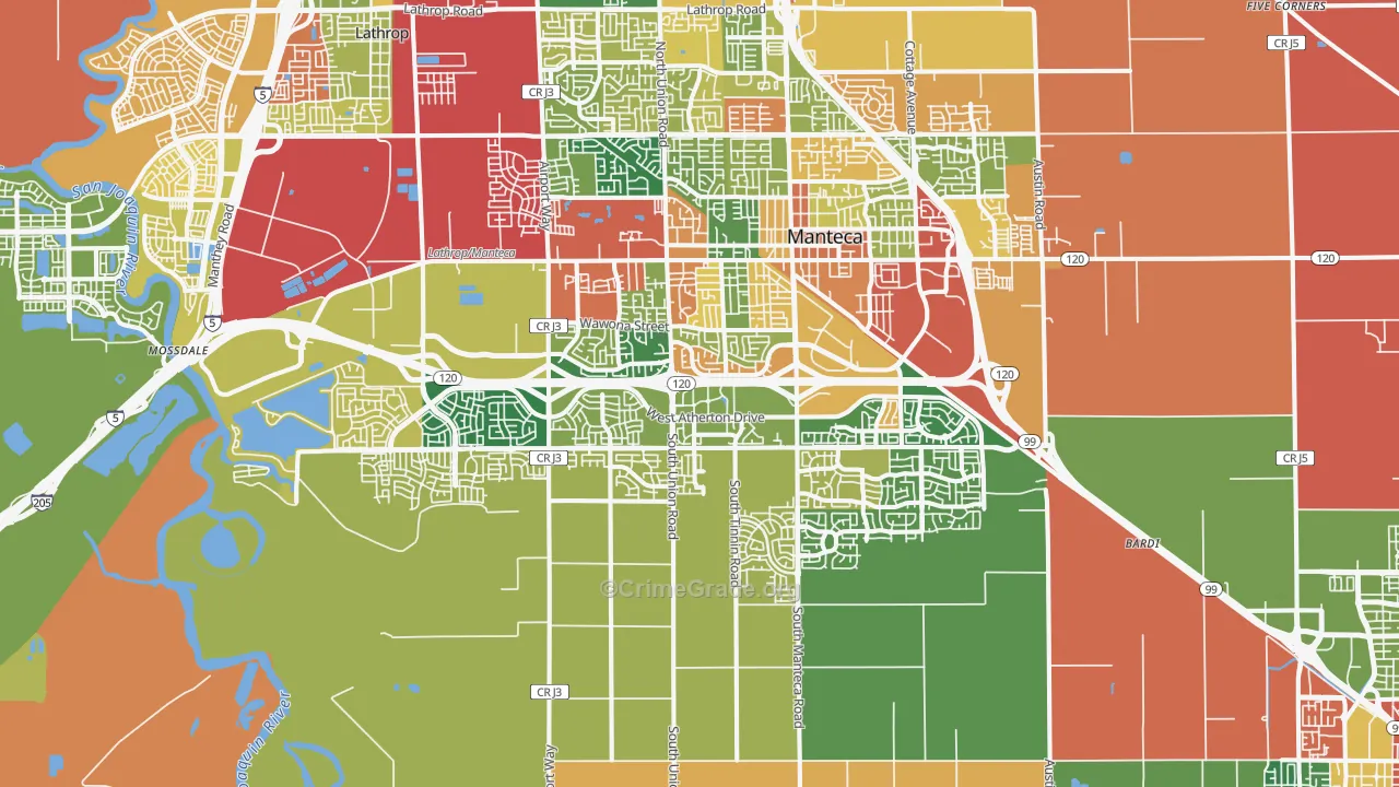 95337, CA Map of Theft Rates