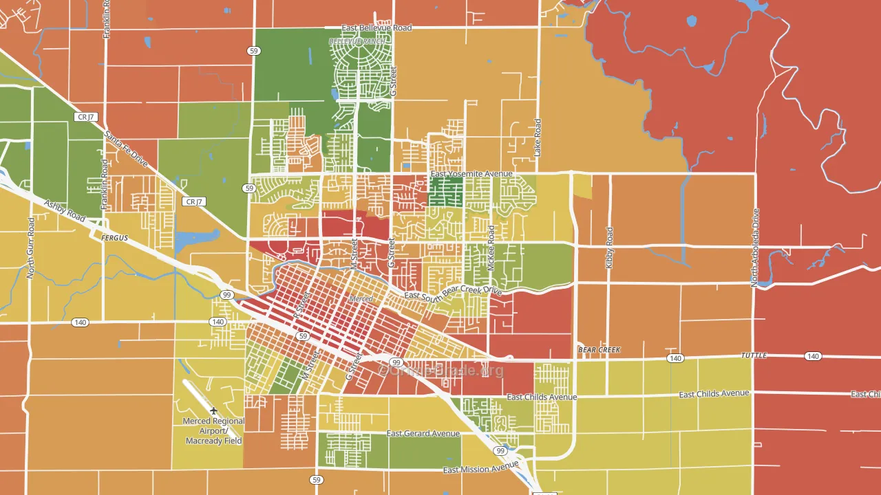 95340, CA Map of Theft Rates