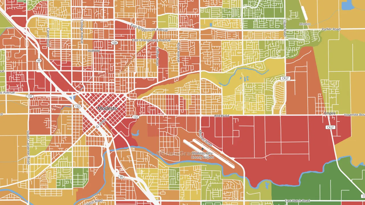 95354, CA Map of Theft Rates