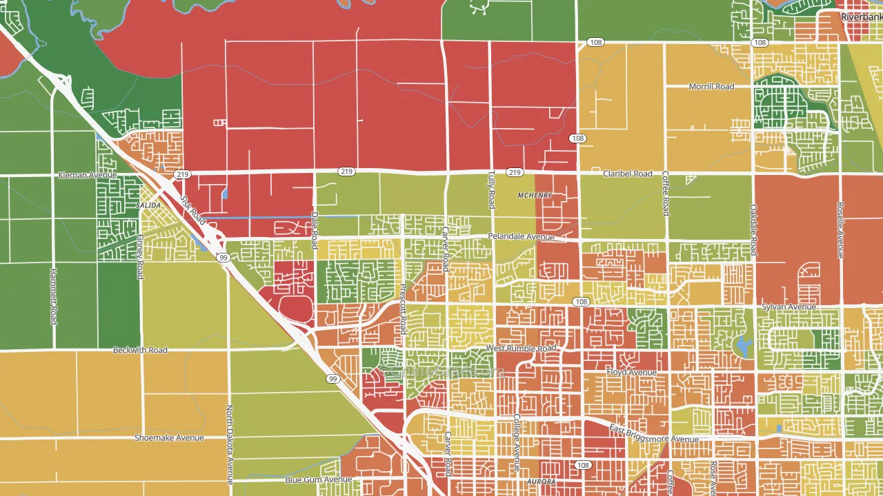 95356, CA Map of Theft Rates