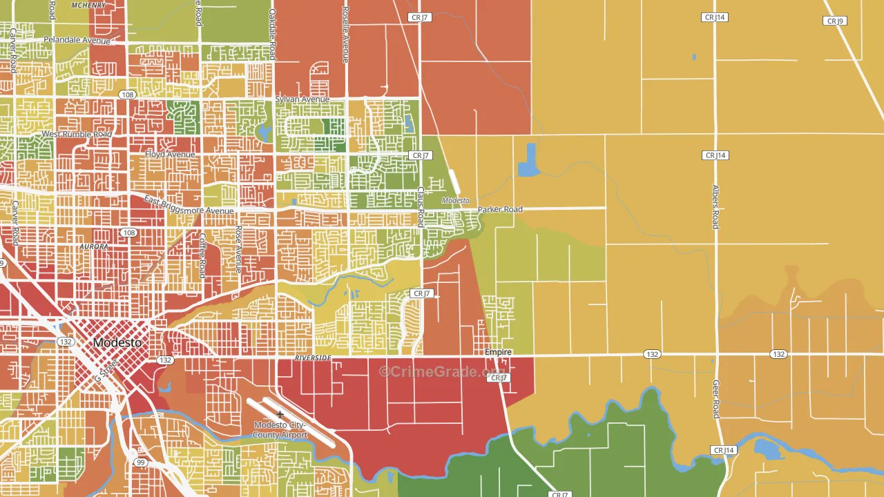 95357, CA Map of Theft Rates