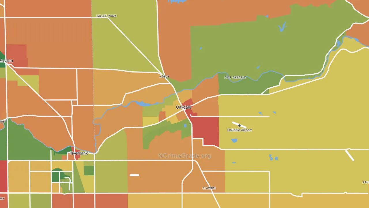 95361, CA Map of Theft Rates