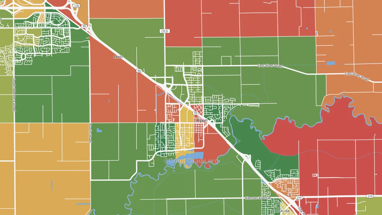 95366, CA Map of Theft Rates