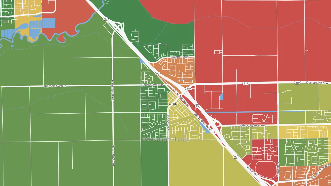 95368, CA Map of Theft Rates