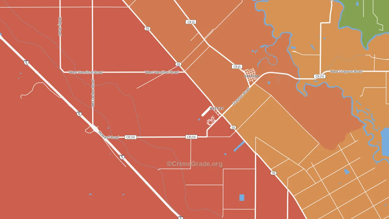 95387, CA Map of Theft Rates