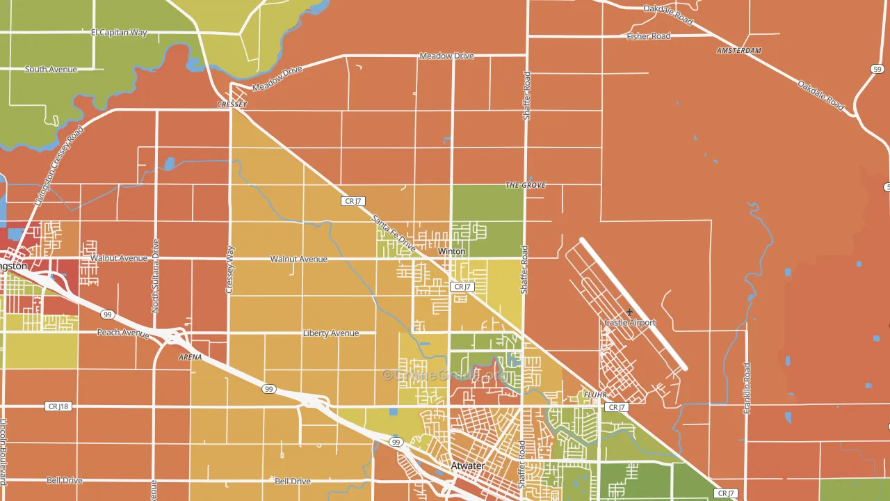 95388, CA Map of Theft Rates