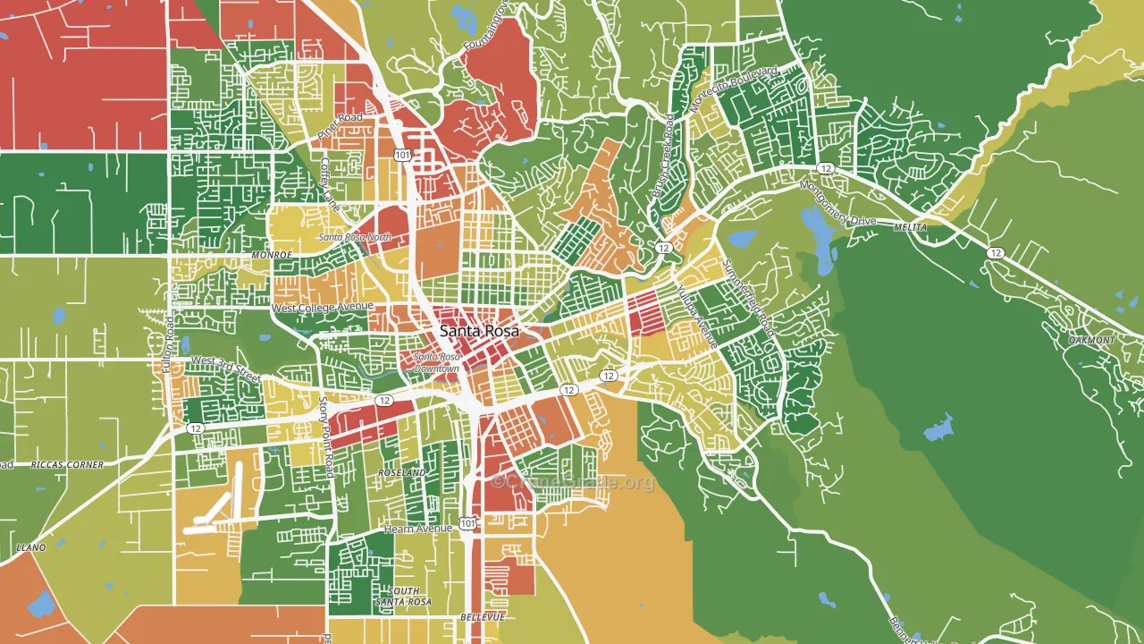 95404, CA Map of Theft Rates