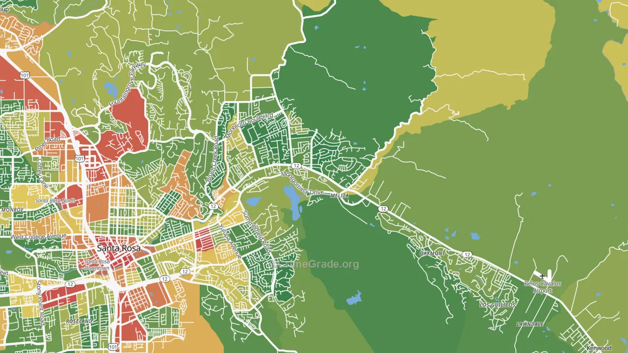 95409, CA Map of Theft Rates