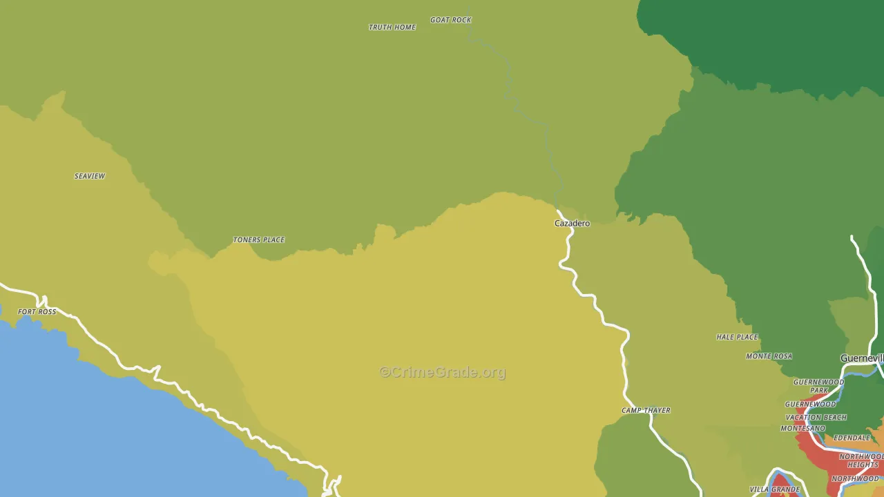 95421, CA Map of Theft Rates