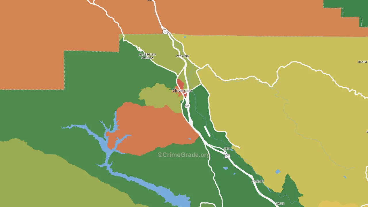 95425, CA Map of Theft Rates