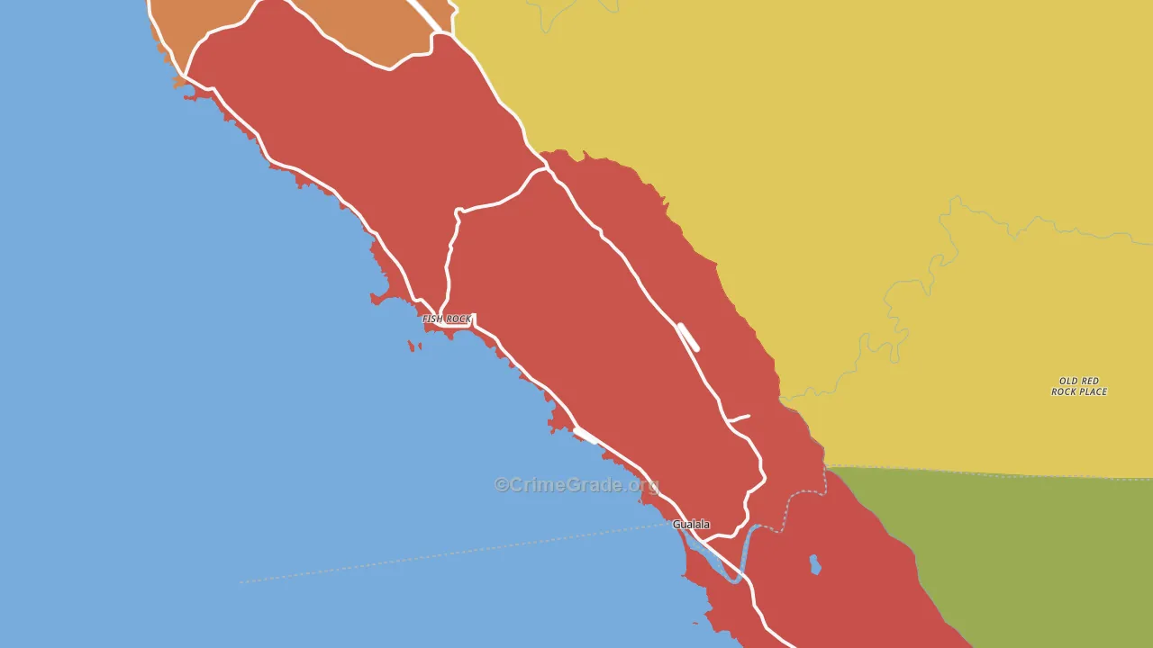 95445, CA Map of Theft Rates