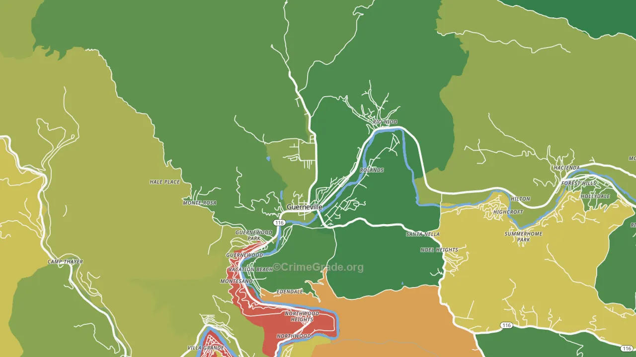 95446, CA Map of Theft Rates
