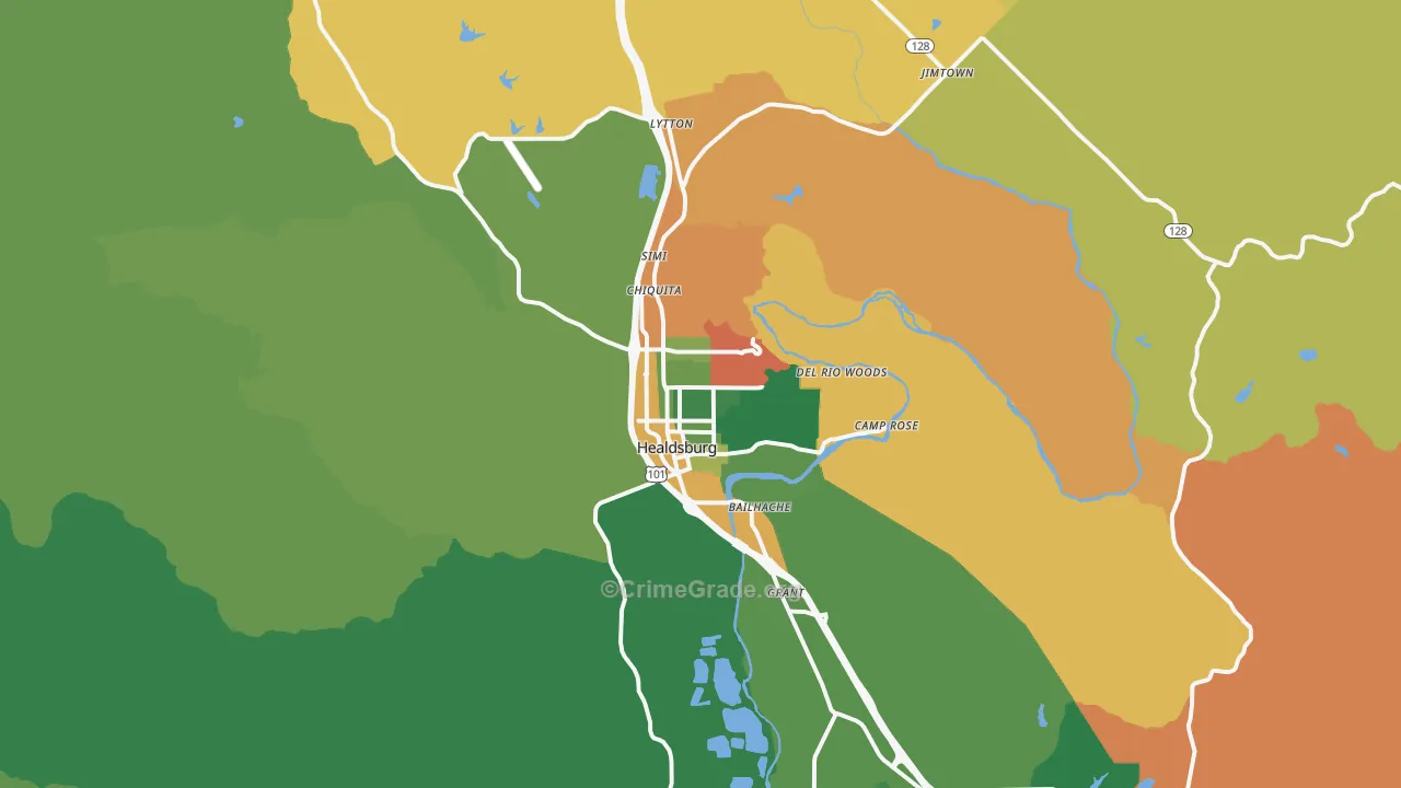 95448, CA Map of Theft Rates