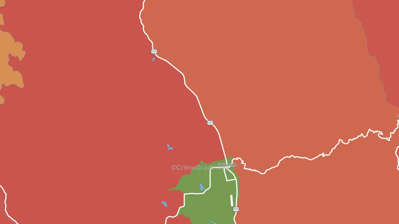 95454, CA Map of Theft Rates