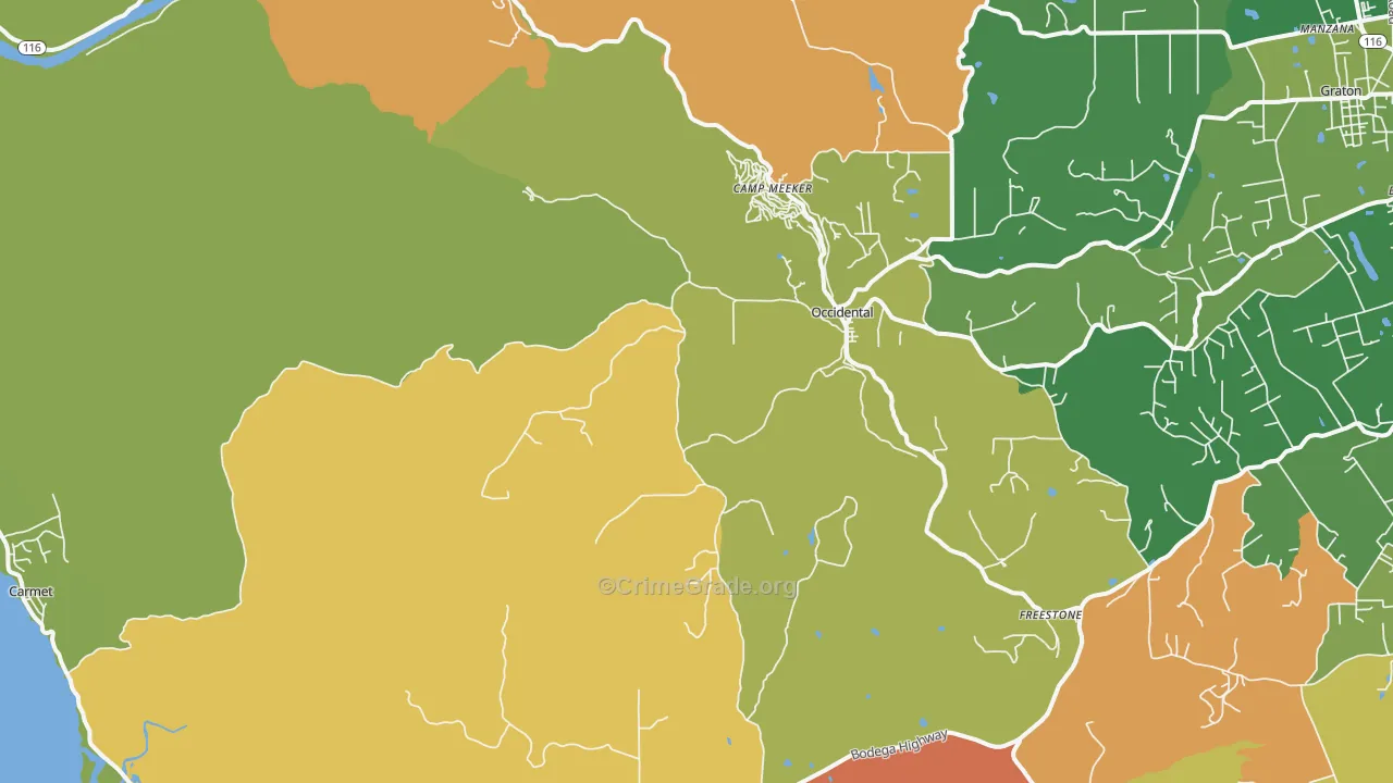 95465, CA Map of Theft Rates