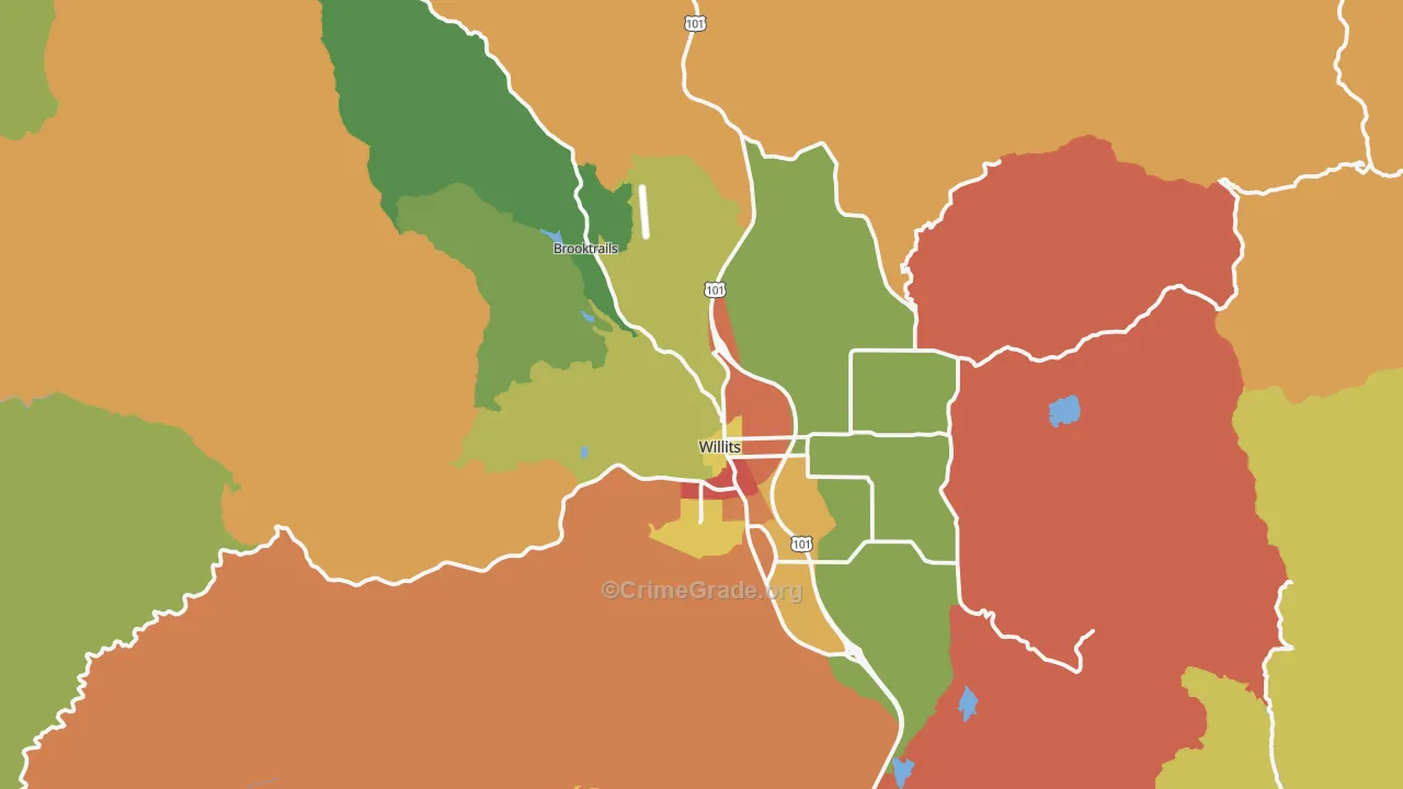 95490, CA Map of Theft Rates