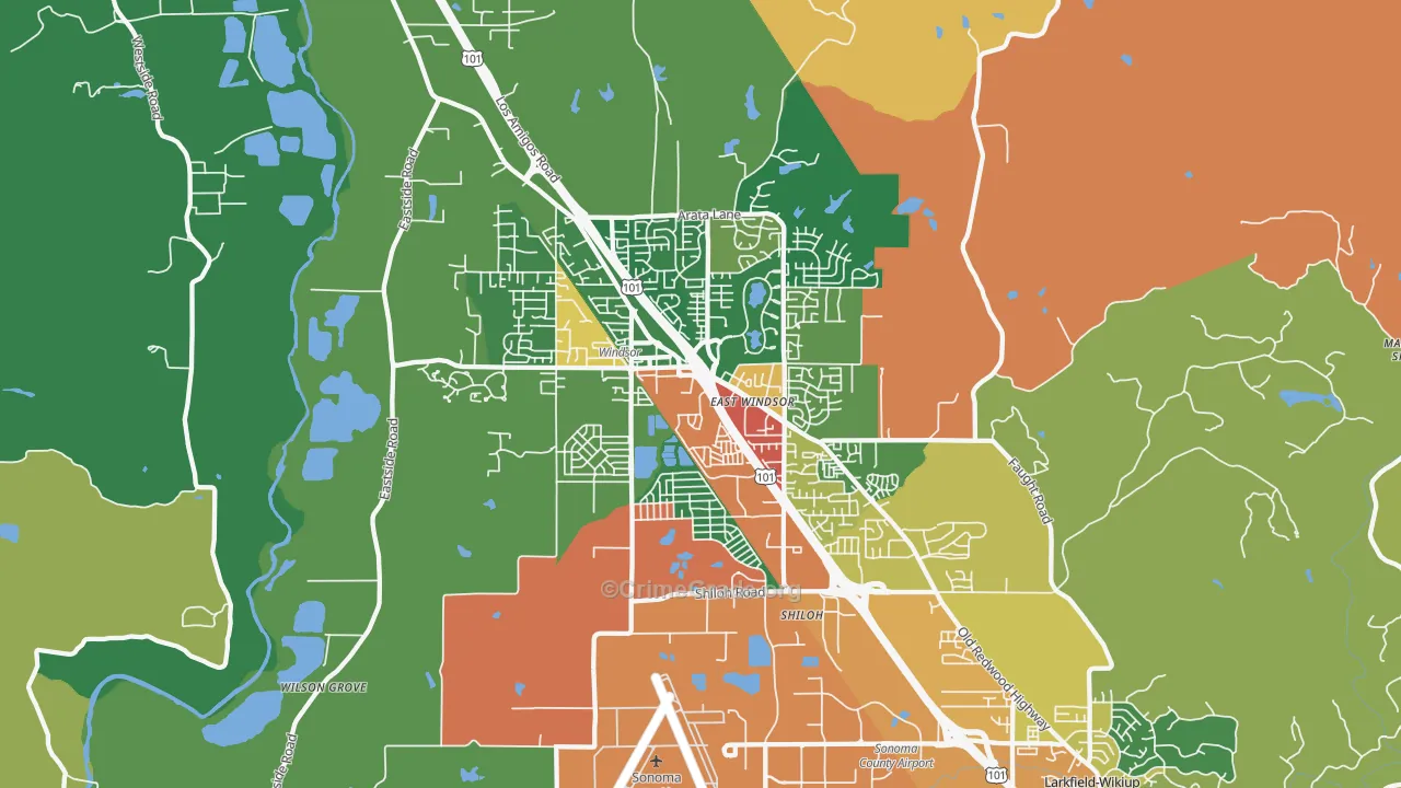 95492, CA Map of Theft Rates