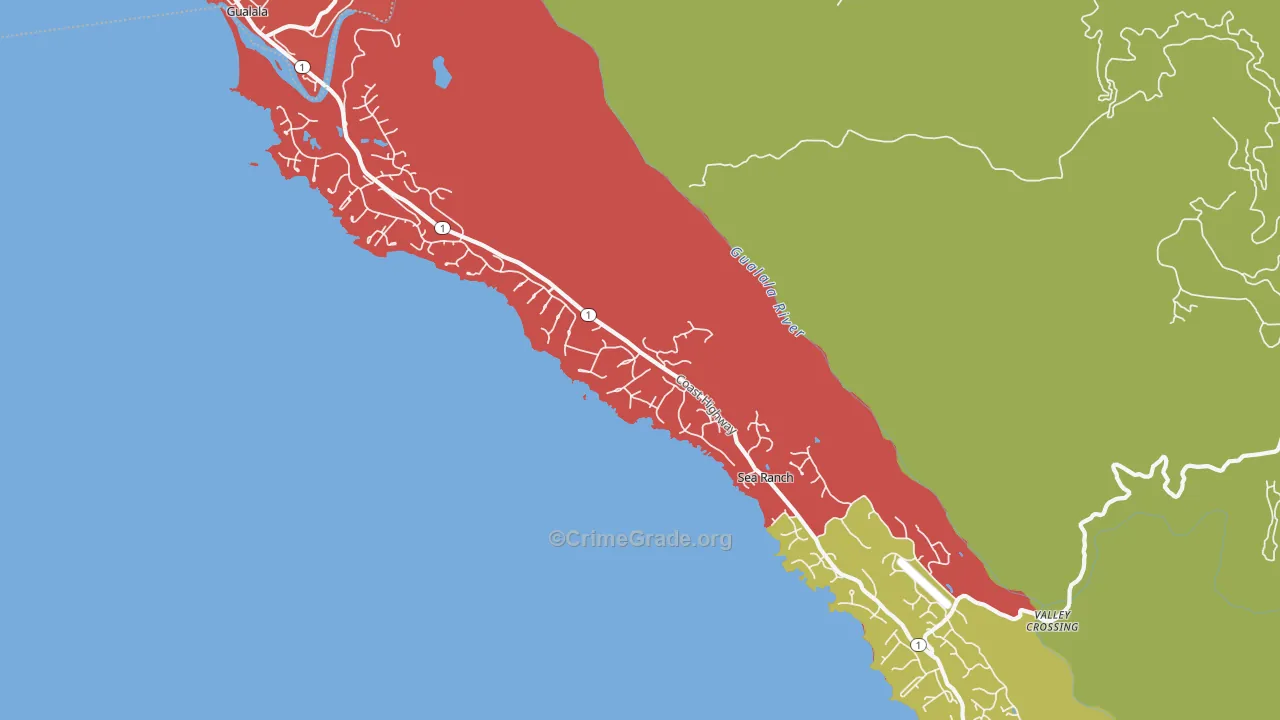 95497, CA Map of Theft Rates