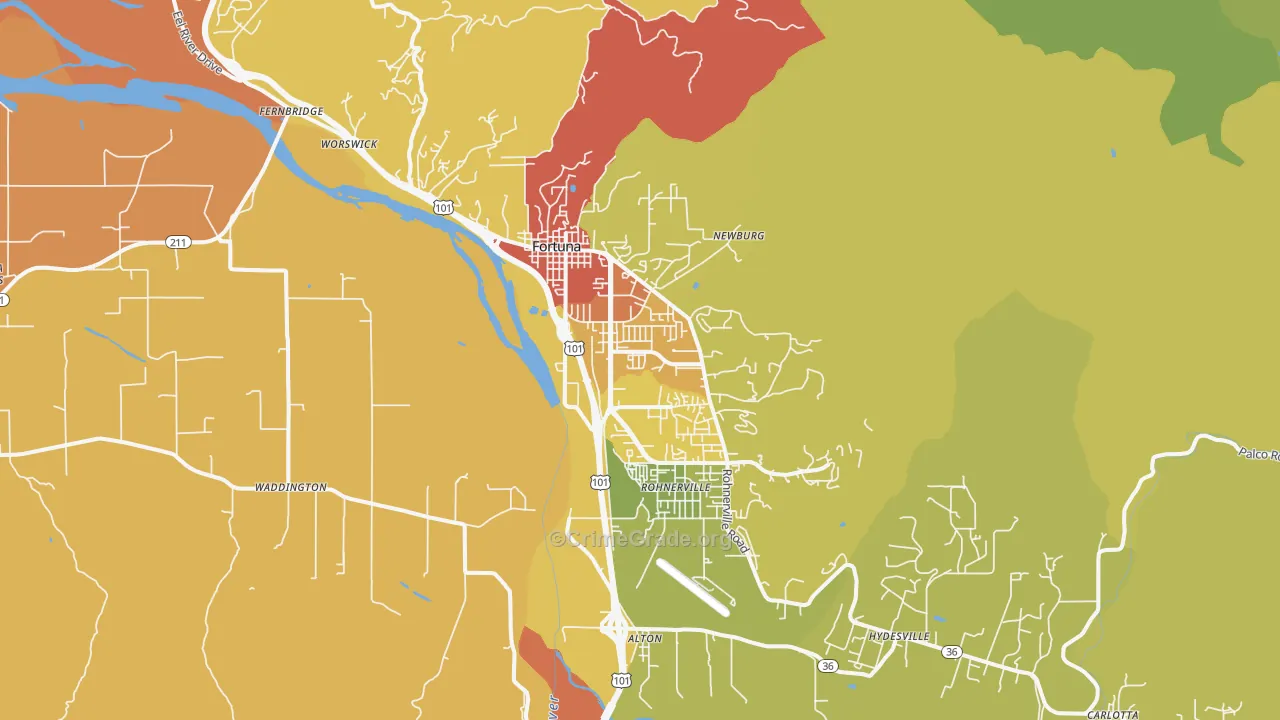 95540, CA Map of Theft Rates