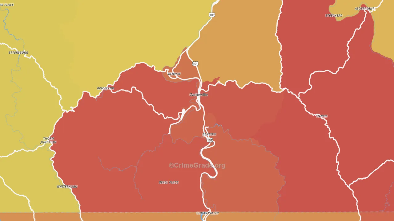 95542, CA Map of Theft Rates