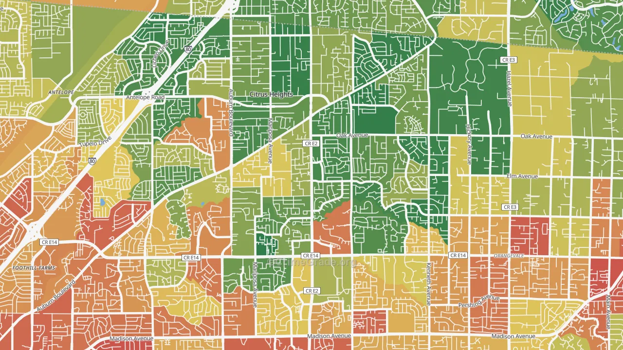 95610, CA Map of Theft Rates