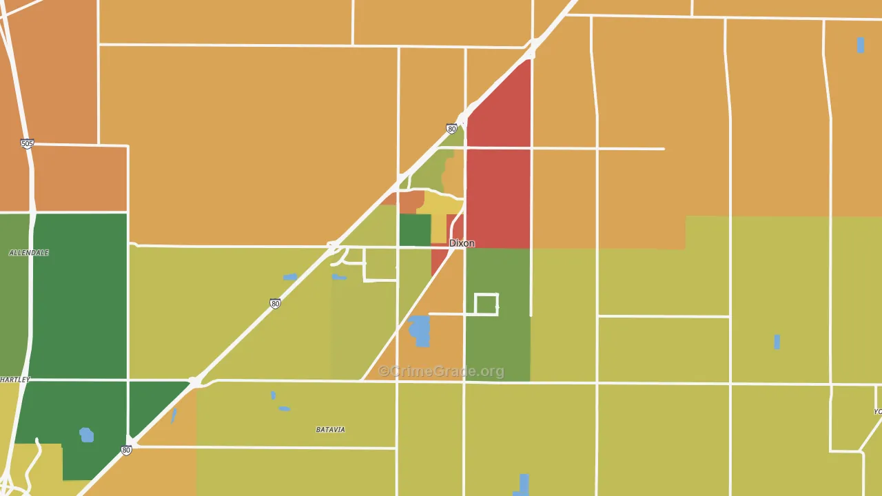95620, CA Map of Theft Rates
